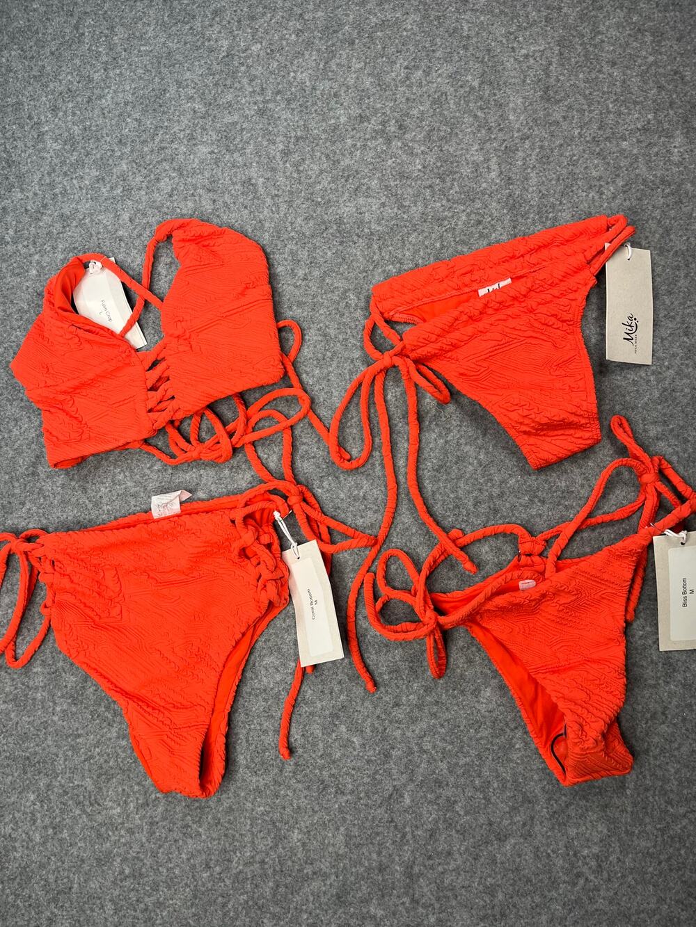 MIKA NWT Orange Textured Swimwear Lot 4 Pieces Mixed Sizes